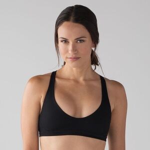 Lululemon uncharted Waters Black Open Back Swim Bikini Top XS
